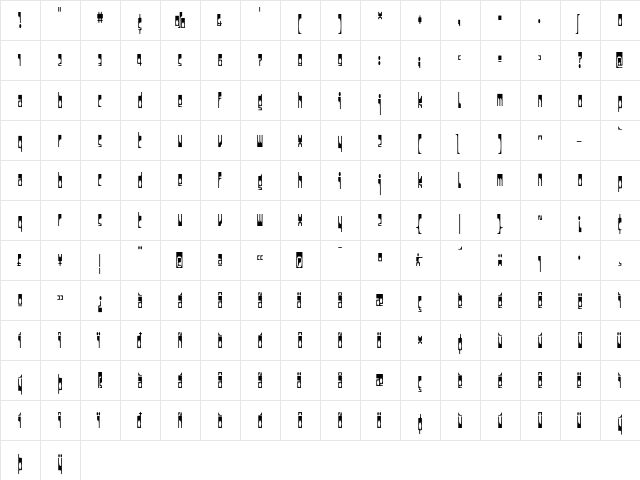Darkside Regular  glyph index