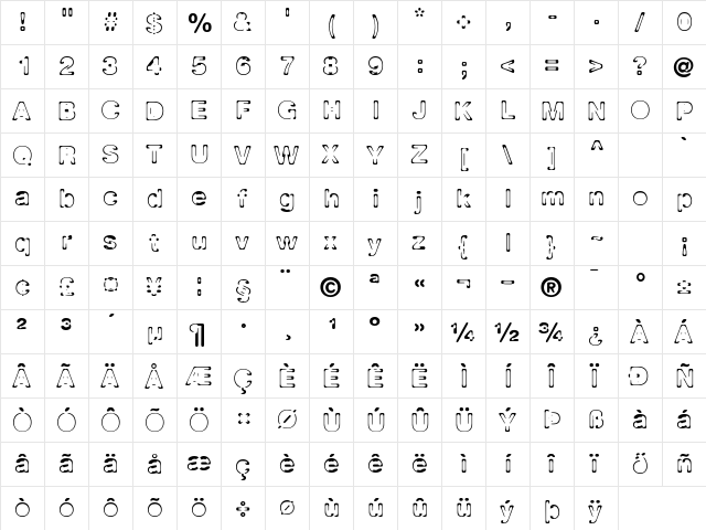 Planet Orbit Regular  glyph index