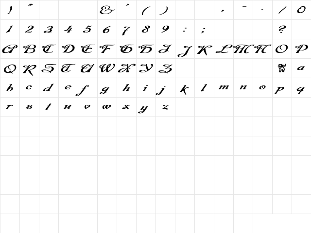 Dobkin Ex Bold Bold Plain  glyph index