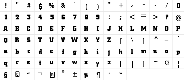 a_CityNova Bold  glyph index