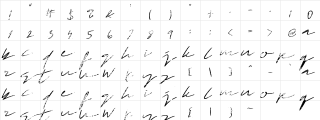 Fastfood Brush  glyph index