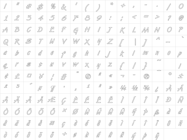 DTCVanDijkM39 Regular  glyph index
