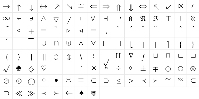 blsy Regular  glyph index