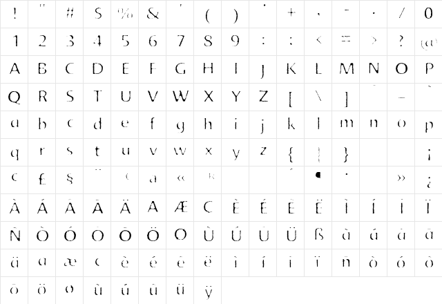 AdvertRough One  glyph index
