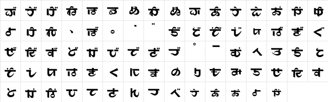 Maharani Hiragana  glyph index