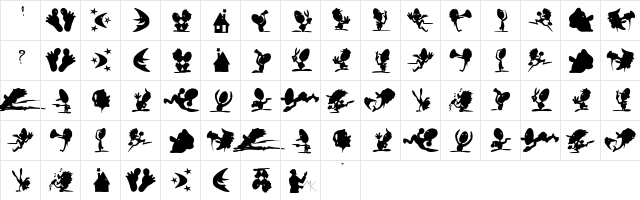 ShadowPlaying Regular  glyph index