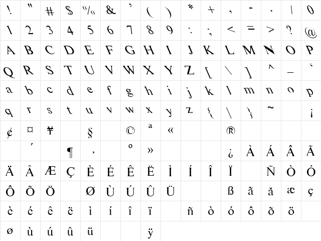 Walkin' The Dog 6 Regular  glyph index