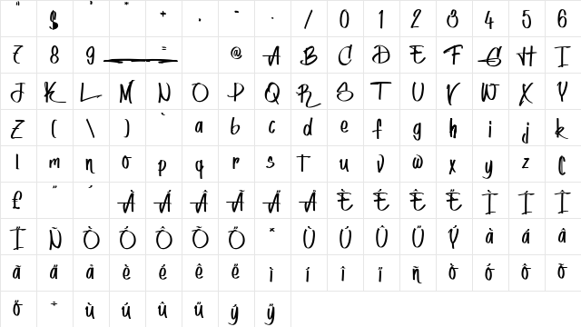 Indy Women Regular  glyph index