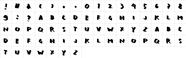 TiltPenX Black  glyph index