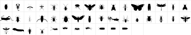 Insectile Solid  glyph index