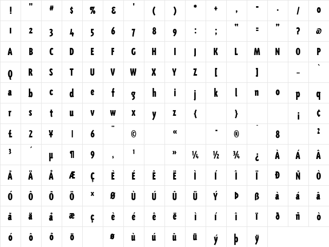 TriplexCond-Black Black  glyph index