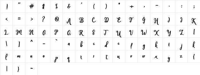 Handley Regular  glyph index