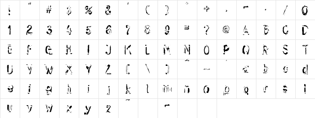 Skwieker Regular  glyph index