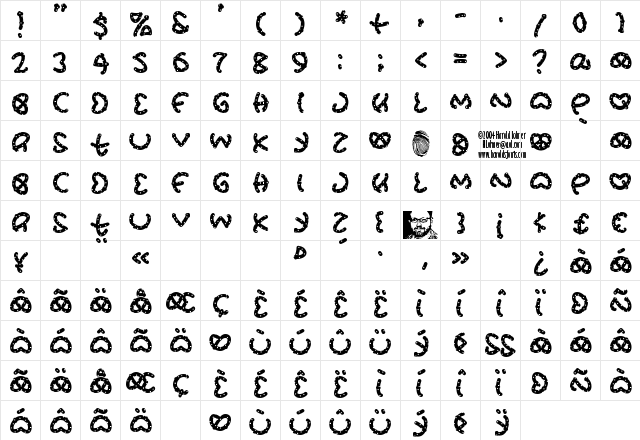 PretzSalted Regular  glyph index