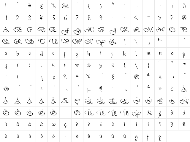 FZ SCRIPT 26 LEFTY Normal  glyph index