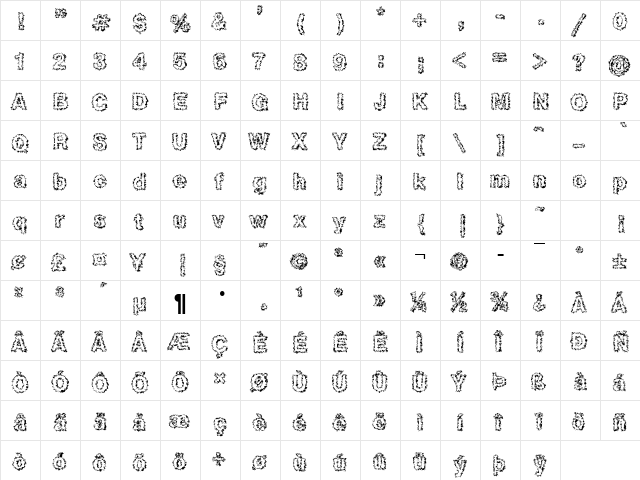 Heb2 DB Normal  glyph index