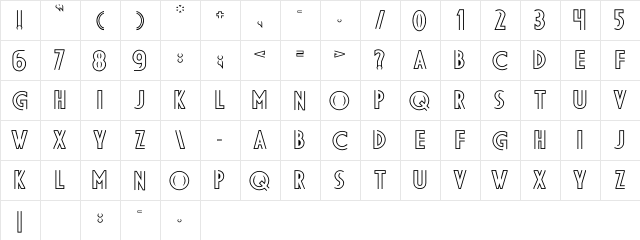 DS DiplomaOutlineC Regular  glyph index