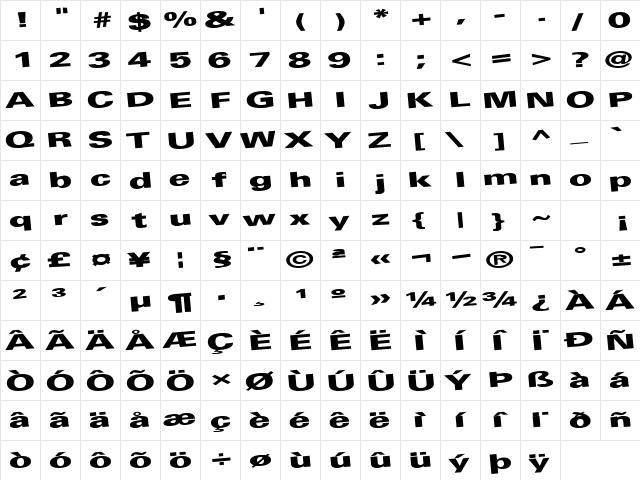 At Regular  glyph index