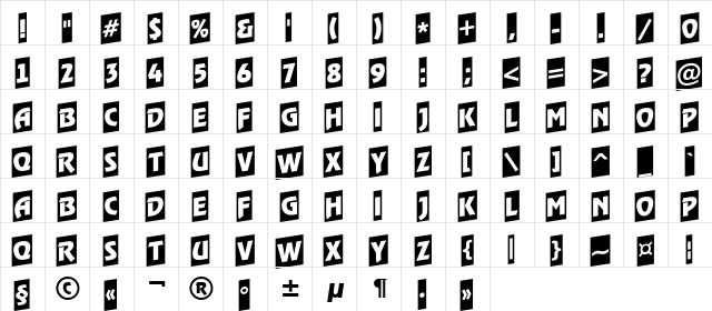 a_RewinderTitulCmUp Regular  glyph index