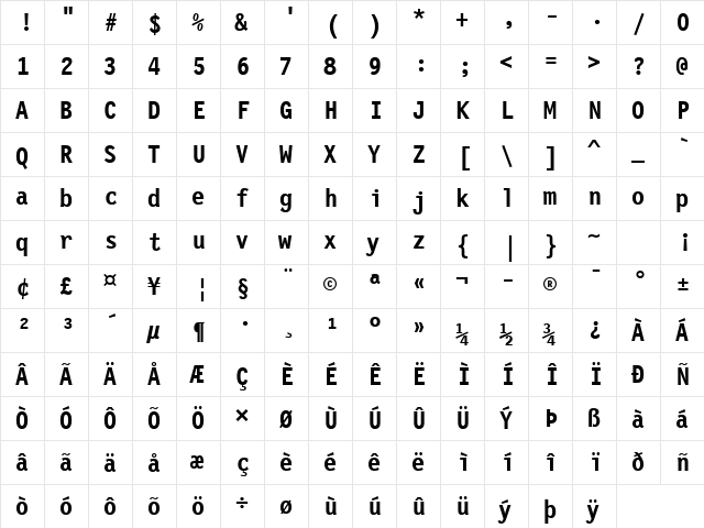 LettrGoth12 BT Bold  glyph index