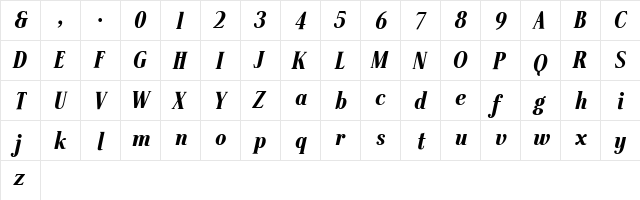 SteppITC-UltraItalic xPDF Regular  glyph index