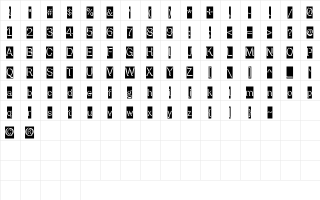 Presstape Lite Regular  glyph index