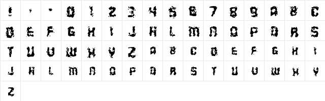 Puke Regular  glyph index