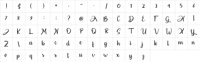 Silvermain Regular  glyph index