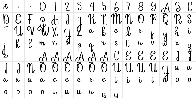 Arbiy Regular  glyph index