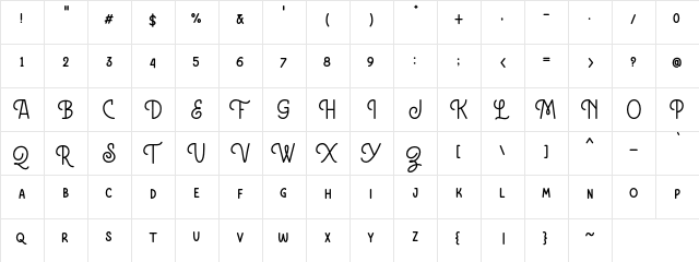 Siregar DEMO Regular  glyph index