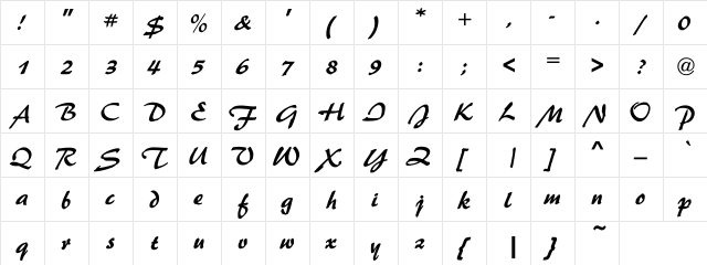 Nestor Bold Regular  glyph index