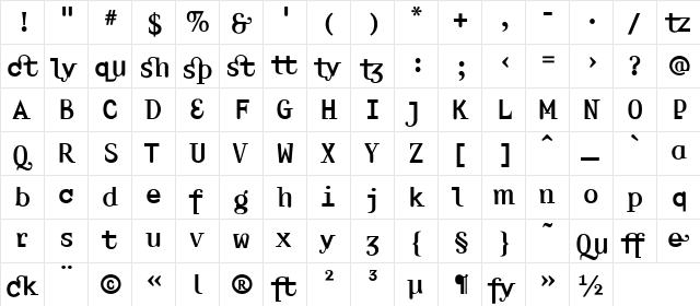 Amplifier Regular  glyph index
