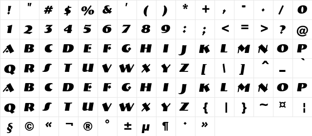 a_Bremen BoldItalic  glyph index