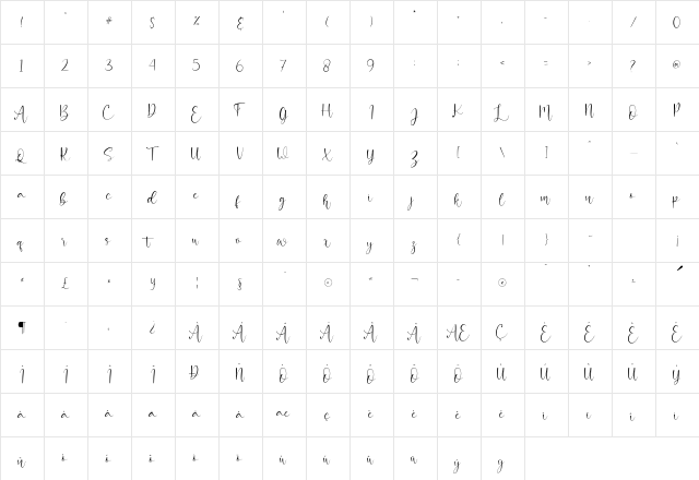 Attractive Regular  glyph index