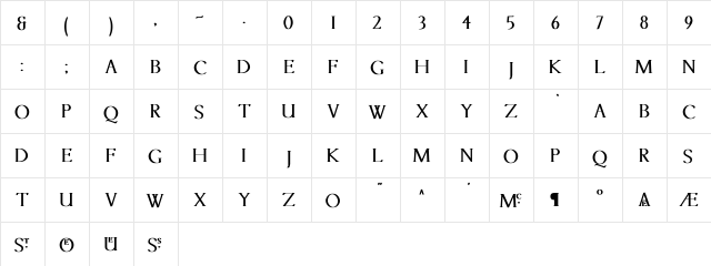 Lichtner bOLD Bold  glyph index