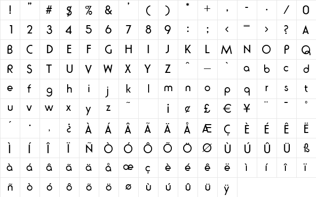 R791-Deco Regular  glyph index