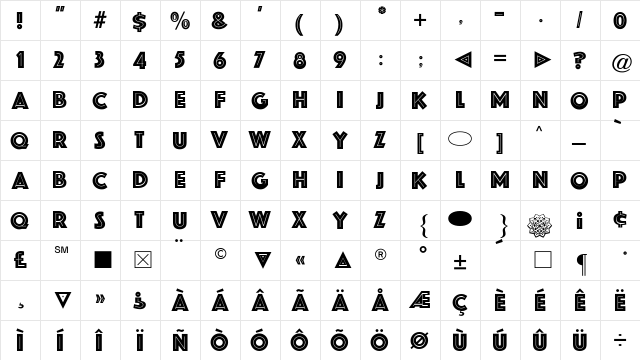 CgPhosphor Medium  glyph index