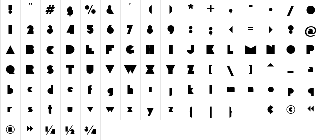 Steppes TT Regular  glyph index