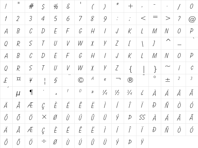 Balloon Light  glyph index