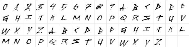 ModernReality Regular  glyph index