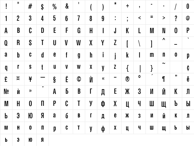 HebarDoubleCond Bold  glyph index