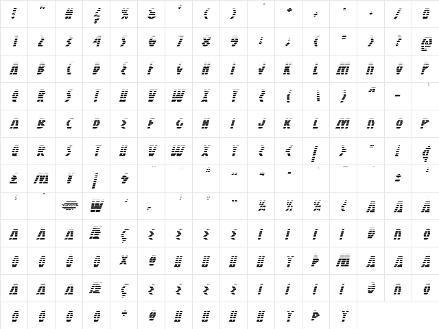 Antikythera Gradient Italic Italic  glyph index