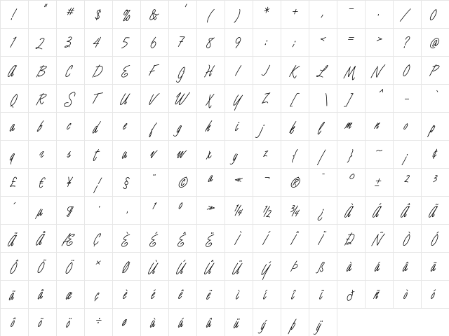 LuceTwo Bold  glyph index