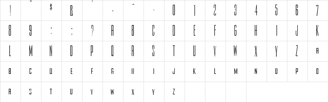 Joe 9 Plain  glyph index