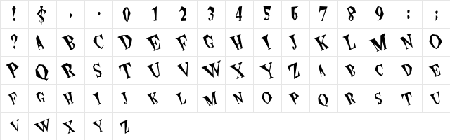 Spunk Regular  glyph index