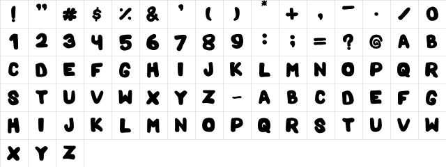 Mama Bear Regular  glyph index