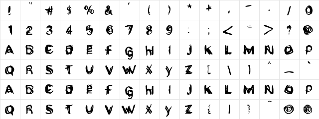 Gritzpop Grunge  glyph index