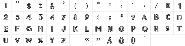 Eklektic Normal  glyph index