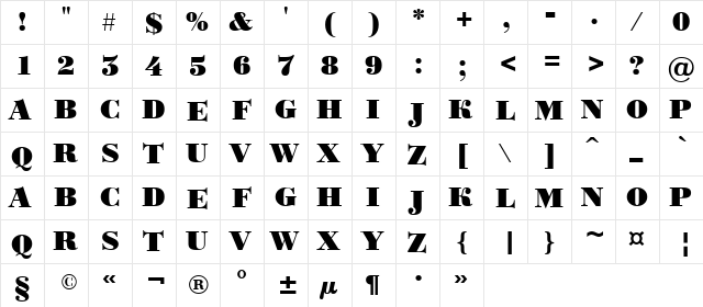 a_BodoniOrtoTitul Black  glyph index
