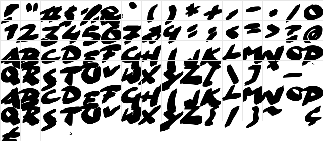 Go Faster Brush Regular  glyph index